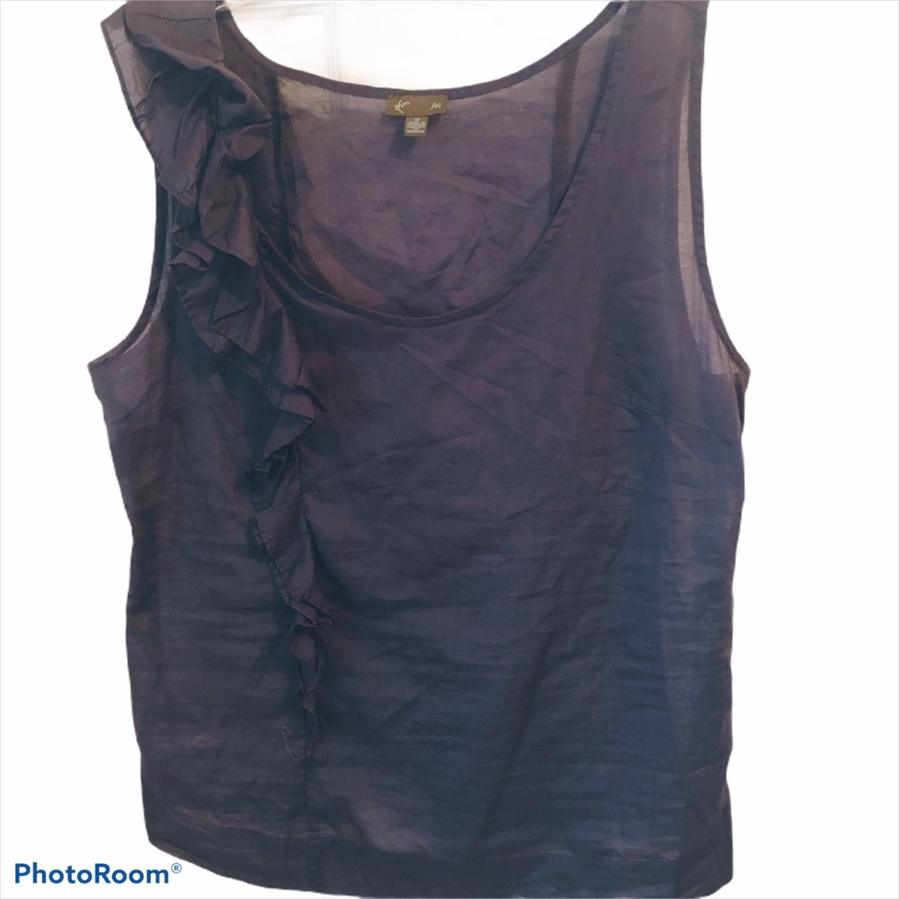 Anthropologie Navy Ruffle Top